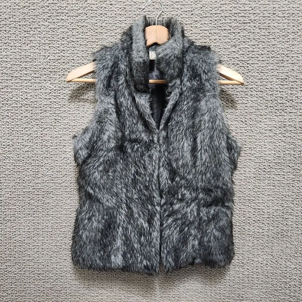 Cherokee Girls Gray Faux Fur Sleeveless Open Front Vest Size XL (14/16)